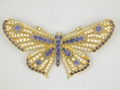 Sapphires and Diamonds Butterfly Brooch Yellow Gold 22K