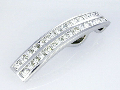 Diamond and 18K White Gold Necktie Clip, Diamond / 18K White Gold, 6.77 g, 6 x 2 x 34 x mm