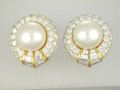 Pearl and Diamond Earrings Yellow Gold 22K