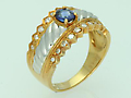 Sapphire & Diamond Ring 18K Yellow Gold Size 6