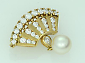 Pearl and Diamond Brooch 22K  Yellow Gold