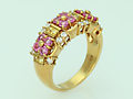 Pink Sapphire & Yellow Sapphire & Diamond Ring18K Yellow Gold Size 6
