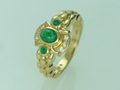 18k Yellow Gold Emerald and Diamond  ring, size 6, Bangkok, Thailand