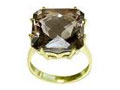 Smoky QTZ Silver Stering Ring with 14L Plated