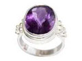 Amethyst Stering  Silver Ring with Rhodium Plated
