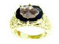 Smoky QTZ Stering Silver Ring with 14K Plated