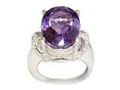 Amethyst&White Topaz Stering Silver Ring with Rhodium Plated