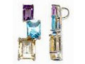 Multi Semi stones Stering Silver Pendant with  Rhodium Plated