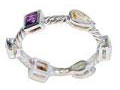 Multi Semi Enternity Band Ring Stering Silver with Rhodium Plated