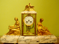 French Mantel Clock With Bronze Sculpture, Century 1880