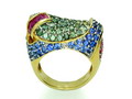 One 18K gold ring, containing 125 round fancy sapphires