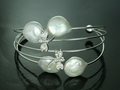 Fresh Water Pearl Bangle Rodium Plated