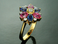 Yellow Gold 20K Sapphire and Diamond Ring