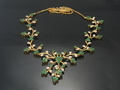 18 K gold emerald with diamond necklace