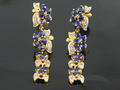 18 K white gold sapphire  with diamond earrings