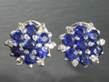 18 K white gold sapphire with diamond earrings