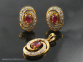 Ruby with diamond ring and pendant