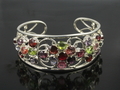 Assorted Gems Silver Bangle