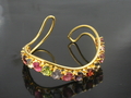 Assorted Gems Silver Gold Plated Bangle