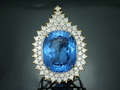 Blue Topaz & Diamond with Yellow Gold Pendant, Yangon