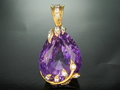 Amethyst & Diamond with Yellow Gold Pendant, Yangon