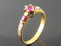 Ruby & Diamond with Yellow Gold Ring, Myanmar