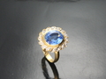 Blue Topaz & Diamond Ring with 18 K  Yellow Gold