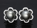 Black Pearl Silver Ladies Earring