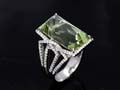 Tourmaline,Diamond with Silver (925) Ring [6"]