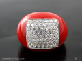 Silver Ring Enamel  CZ   Size 8