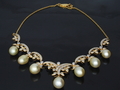 Pearl & Diamond Graceful Necklace with 18K Yellow Gold