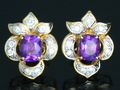 Amethyst and  Diamond Earrings with Yellow Gold