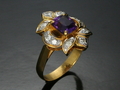 Amethyst and  Diamond Ring with Yellow Gold