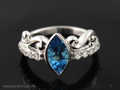 Blue Topaz,White Zircon Ring with White Gold 14K [ size 6.5 ]