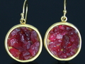 Rough Spinel Earrings with 925 Silver and Yellow Gold Plated