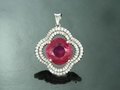 Silver setting CZ and Ruby African  pendant